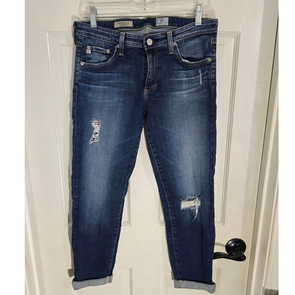 AG Adriano Goldschmied The Stilt Roll Up Cigarette Jeans Distressed Blue Size 29 - Picture 8 of 11